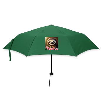 Faultier im Blumenfeld - Regenschirm (klein) - Flaschengrün - Vorne