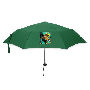 Buntes Frauengesicht - Regenschirm (klein) - Flaschengrün - Vorne