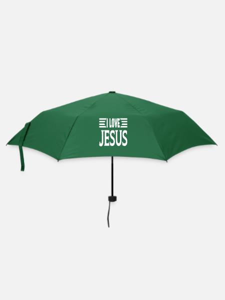I Love Jesus - Regenschirm (klein) - Flaschengrün