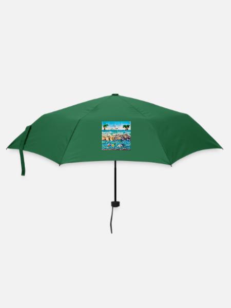 Sonniger Tag am Meer - Regenschirm (klein) - Flaschengrün