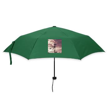 Der Vogel auf den Kabeln - Regenschirm (klein) - Flaschengrün - Vorne