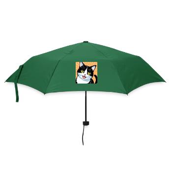 Überrascht Glücklich Niedlich Entzückend Lustige Katze - Regenschirm (klein) - Flaschengrün - Vorne