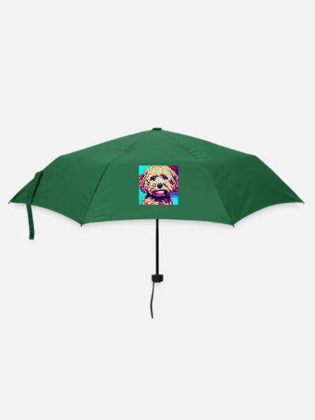 Pudel Kreuz Pop Art - Regenschirm (klein) - Flaschengrün