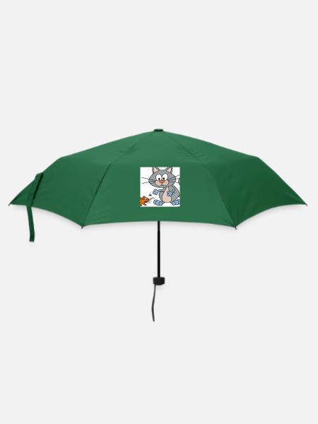 Katze und Maus - Regenschirm (klein) - Flaschengrün