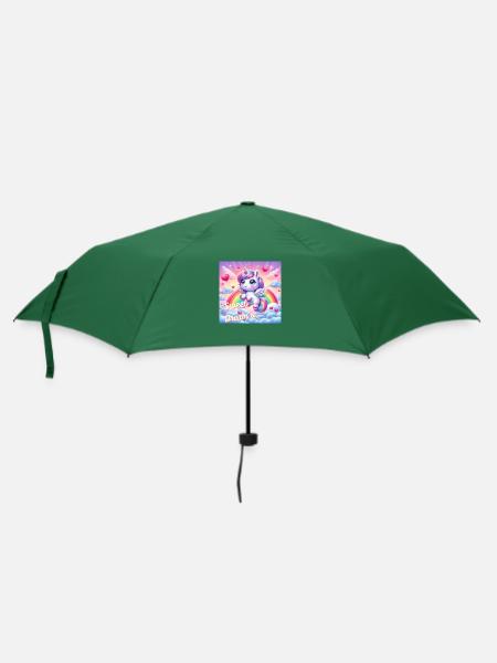 Süßes Einhorn - Regenschirm (klein) - Flaschengrün