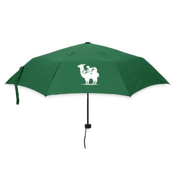 Knuffiges Lama mit chillendem Koala auf dem Rücken - Regenschirm (klein) - Flaschengrün - Vorne