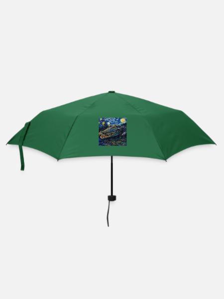 krokodile, alligator, Van Gogh, Geschenk - Regenschirm (klein) - Flaschengrün