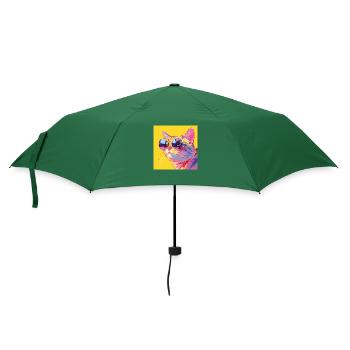 Katze, katzenmotiv - Regenschirm (klein) - Flaschengrün - Vorne