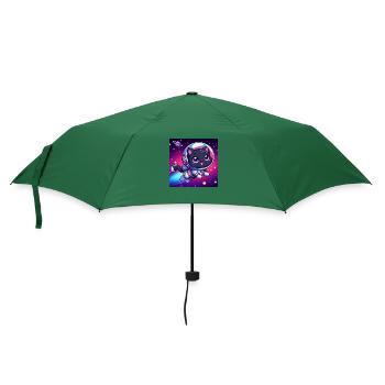 Space Kitty fröhlich im Weltall - Regenschirm (klein) - Flaschengrün - Vorne