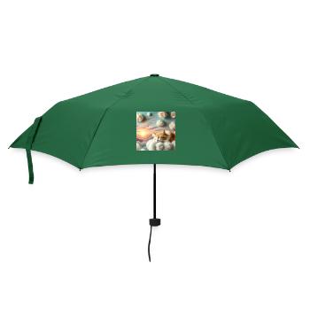 Eine Katze schläft friedlich auf einer Wolke - Regenschirm (klein) - Flaschengrün - Vorne