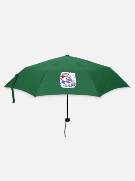 Regenbogen-Einhorn - Regenschirm (klein) - Flaschengrün