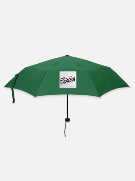 Stilisiertes satirisches Logo für "Faraz Gostar" mit Pe - Regenschirm (klein) - Flaschengrün