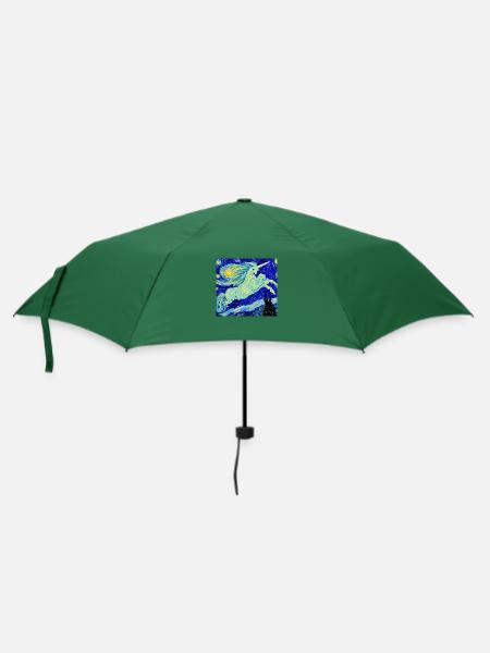 Einhorn Kunstwerk - Regenschirm (klein) - Flaschengrün