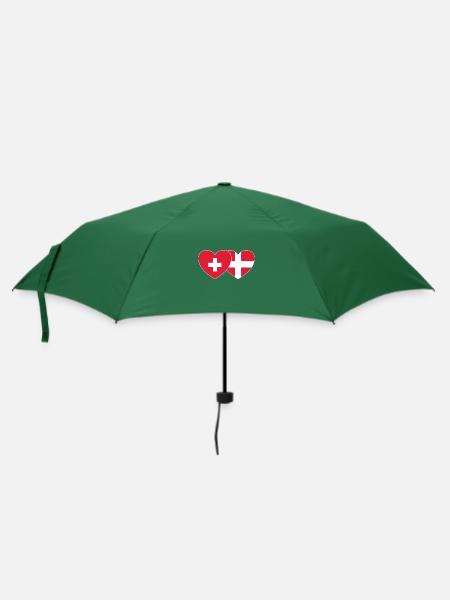 Schweiz Dänemark Flagge Herz - Regenschirm (klein) - Flaschengrün