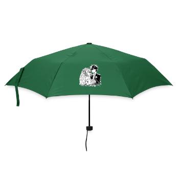 Braut und Bräutigam Anime Illustration - Regenschirm (klein) - Flaschengrün - Vorne