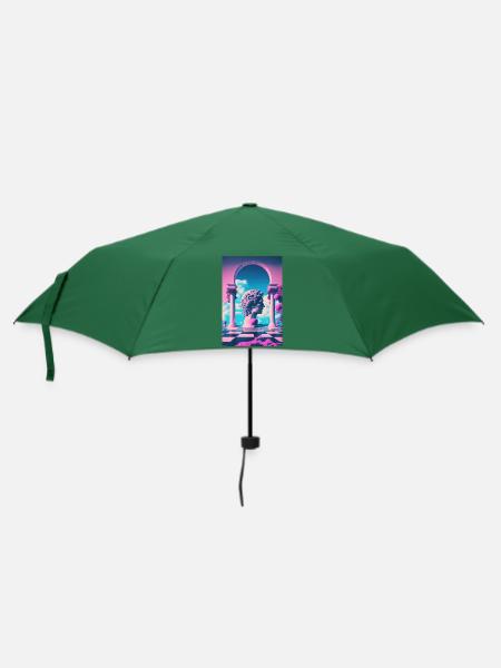 Eine Vaporwave Erkundung von Schönheit und Antike - Regenschirm (klein) - Flaschengrün