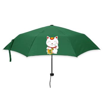 Maneki Neko Japan Glücksbringer - Regenschirm (klein) - Flaschengrün - Vorne