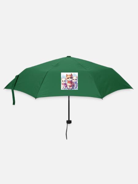 Sweet Alpaka im Winter - Regenschirm (klein) - Flaschengrün
