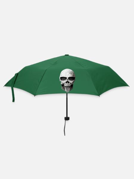 Totenkopf Metall - Regenschirm (klein) - Flaschengrün