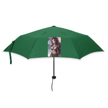 Fantasy Warrior Girl - Regenschirm (klein) - Flaschengrün - Vorne