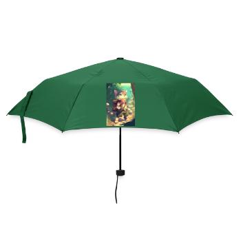Katze Wandern Abenteur - Regenschirm (klein) - Flaschengrün - Vorne