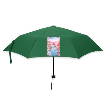 Japan See Landschaft Natur Geschenk - Regenschirm (klein) - Flaschengrün - Vorne