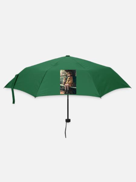 Manga Mädchen Katze Geschenk - Regenschirm (klein) - Flaschengrün