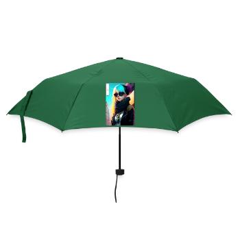 Sehr detailliertes Porträt einer Emo-Punk-Frau aus der Kanalisation - Regenschirm (klein) - Flaschengrün - Vorne