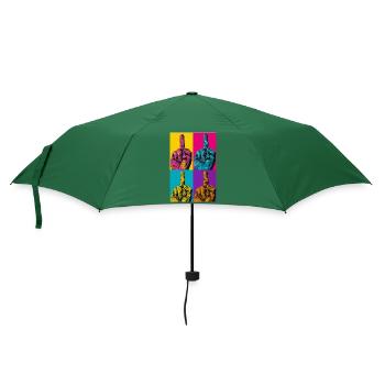 Pop Art Hand Four-Colored Finger - Umbrella (small) - bottlegreen - Front