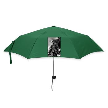 Krieger Schwert Vintage Schwarz Weiß 3 - Regenschirm (klein) - Flaschengrün - Vorne