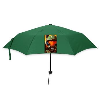 Kampfbot Roboter Supersoldat Maschine Krieger - Regenschirm (klein) - Flaschengrün - Vorne