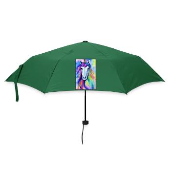 Einhorn Regenbogen Magie Märchen Fabeltier - Regenschirm (klein) - Flaschengrün - Vorne