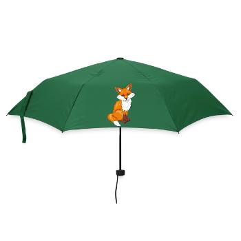 Sitzender süßer, schüchterner Fuchs - Regenschirm (klein) - Flaschengrün - Vorne