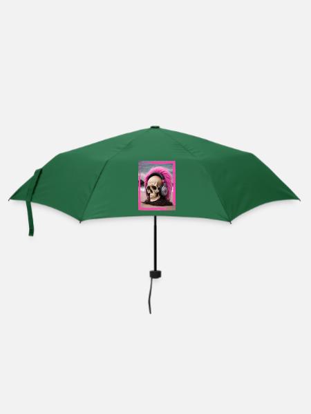 Pink DJ Surfer Skull - Regenschirm (klein) - Flaschengrün