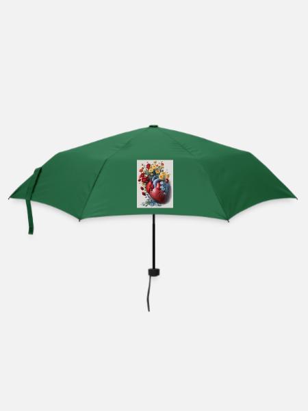 Blumen wachsen aus einem menschlichen Herzen - Regenschirm (klein) - Flaschengrün