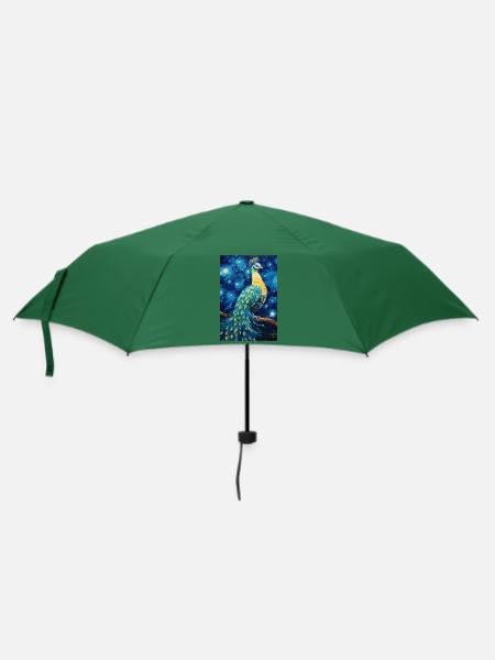 Pfau - Regenschirm (klein) - Flaschengrün