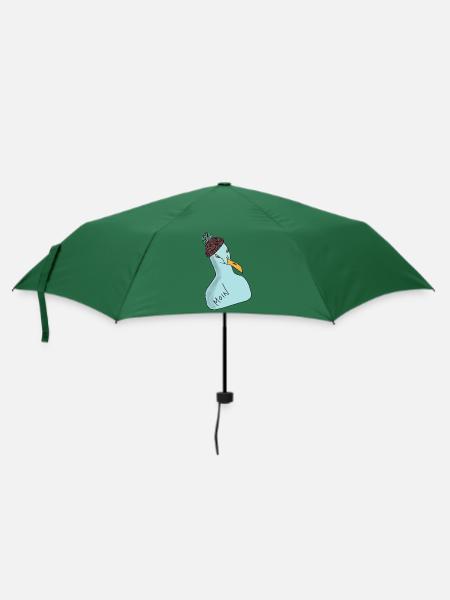 Möwe mit Pudelmütze - Regenschirm (klein) - Flaschengrün