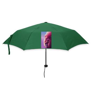 Comic Cartoon Zeichnung einer queeren Löwin - Regenschirm (klein) - Flaschengrün - Vorne