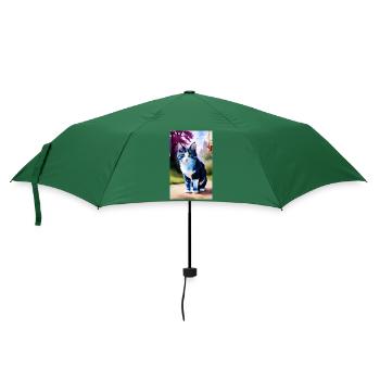 Häusliche kurzhaarige Katze sieht dich an - Regenschirm (klein) - Flaschengrün - Vorne