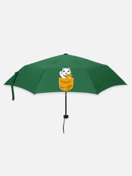 Maneki Neko Japan Glücksbringer - Regenschirm (klein) - Flaschengrün