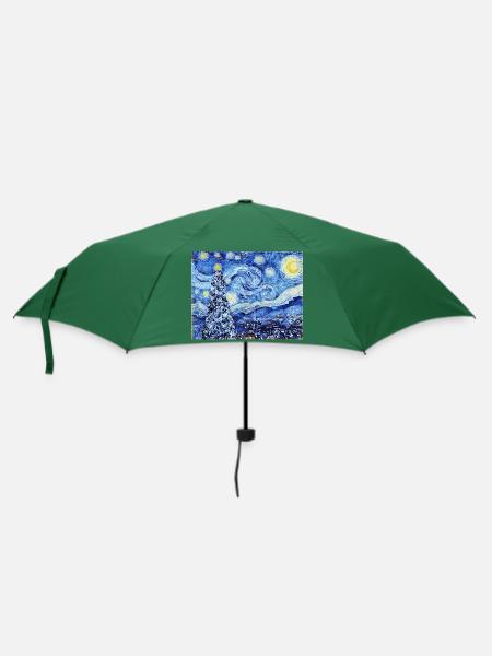 Van Gough Starry Night - White Christmastrendingtr - Regenschirm (klein) - Flaschengrün
