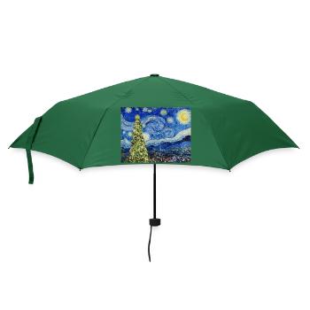 Van Gough Starry Night - Christmas Tree Trending - Regenschirm (klein) - Flaschengrün - Vorne