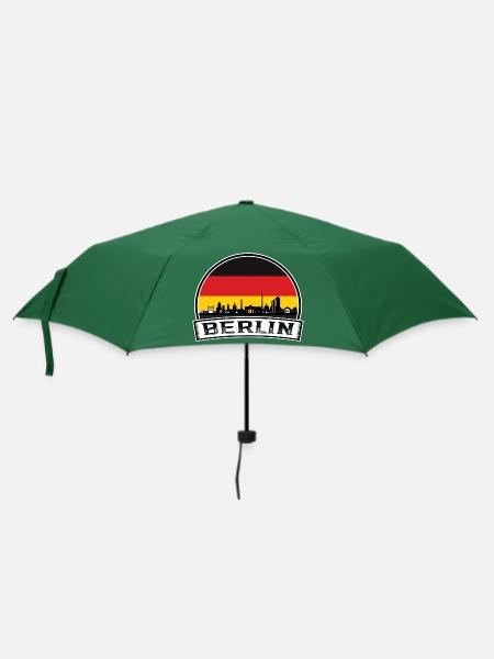 Berlin Berliner Skyline Retro Sun Schriftzug - Regenschirm (klein) - Flaschengrün