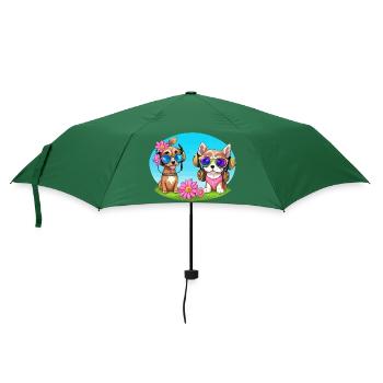 Zwei hund mit sonnenbrille - Regenschirm (klein) - Flaschengrün - Vorne