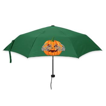 Helloween Style Kürbis - Regenschirm (klein) - Flaschengrün - Vorne