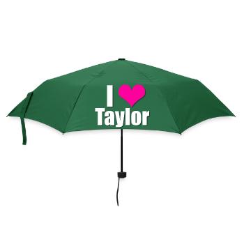 Ich liebe Taylor mit Herz, I heart Taylor - Regenschirm (klein) - Flaschengrün - Vorne