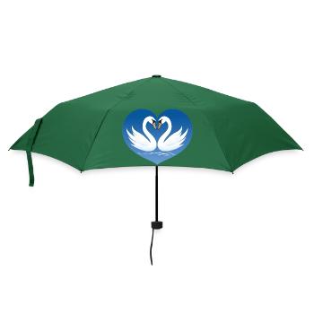 Schwanen-Pärchen - Regenschirm (klein) - Flaschengrün - Vorne