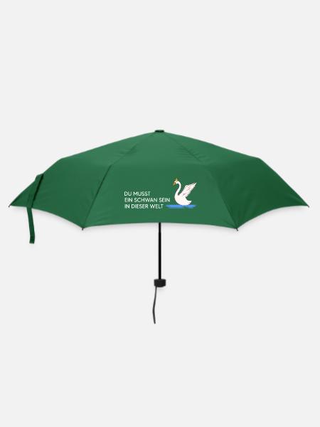 Schwan "Schwan sein" Naturmotto Vogelfrei Schwäne - Regenschirm (klein) - Flaschengrün