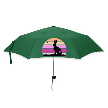 Hase "glücklicher Klopfer hoppelt" Hasenohr - Regenschirm (klein) - Flaschengrün - Vorne