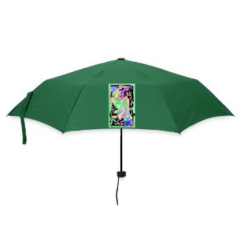Ein chaotisches Durcheinander in Neon - Regenschirm (klein) - Flaschengrün - Vorne